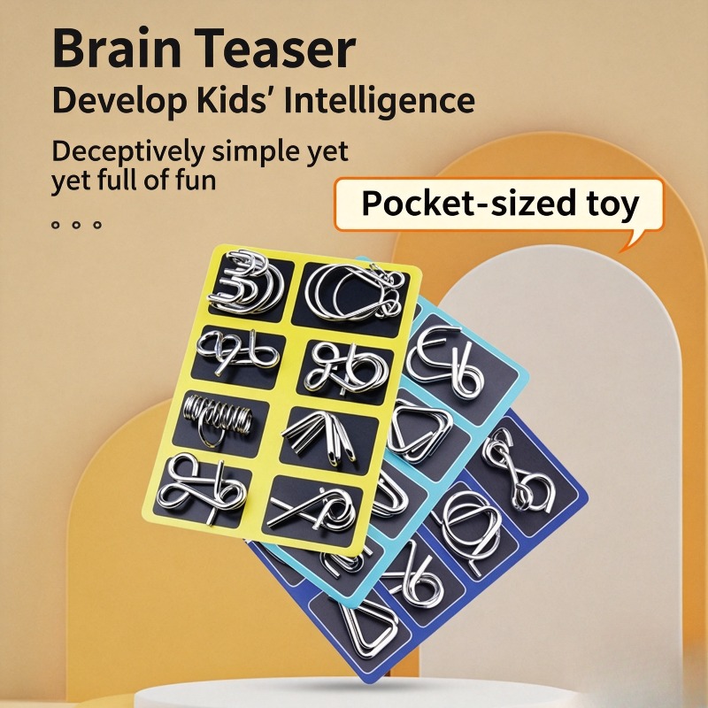 Board Game Anak - 8-częściowy zestaw metalowych puzzli, klasyczna łamigłówka,